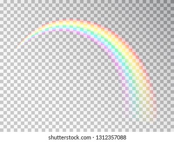 Rainbow isolated on transparent background. Realistic rainbow icon. Colorful light and bright design element for decoration. Symbol of love. Vector illustration.