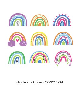 Rainbow Isolated On White Background. Vector Rainbow Clipart. Colorful Rainbow Stickers.