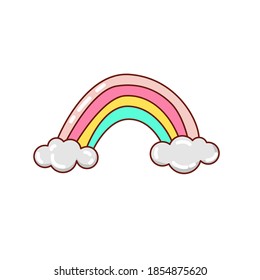 Dibujo vectorial de un arco iris. Imagen prediseñada. Pegatina. Adecuado para imprimir en papel, tela.