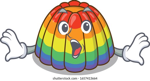 Rainbow jelly mascot design concept with a surprised gesture