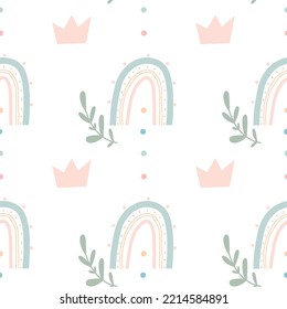 arco iris para los niños. imagen en pastel vectorial. textil, daseina, suave y sin costuras