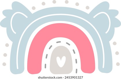 Rainbow With Koala Ears Vector Illustration