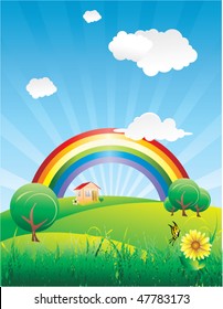 rainbow in a landscape
