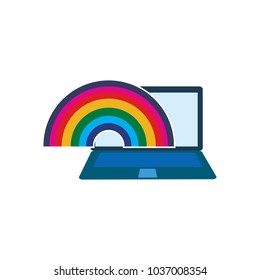Rainbow Laptop Logo Icon Design
