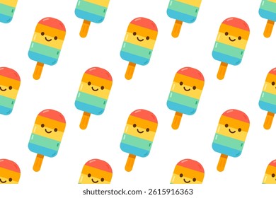 Rainbow layered popsicles seamless pattern