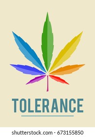 Rainbow Leaf. Weed Logo. Lgbt Sign. Hemp Plant. Vector Icon Of Tolerance And Cannabis.