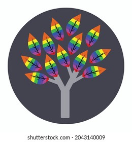 Rainbow  leaves gray tree illustration vector isolated