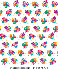 rainbow leaves pattern on white background