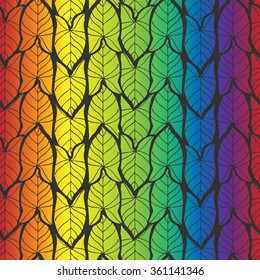 Rainbow leaves seamless background