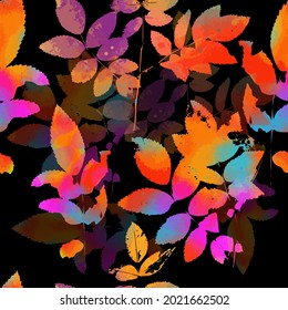 El arcoiris deja un fondo sin fisuras. Medios mixtos. Rosas hojas. Ilustración del vector