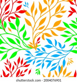 Rainbow leaves seamless background. Vector illustration