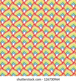 Rainbow leaves. Seamless pattern.