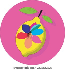 Rainbow lemon logo vector illustration