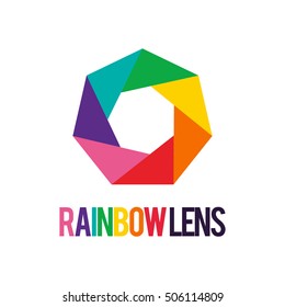 RAINBOW LENS CAMERA LOGO ICON TEMPLATE