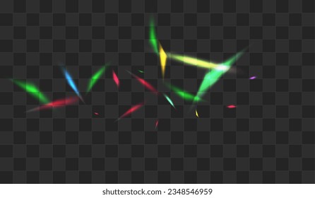 Rainbow Lens Vector Transparent Background. Shine Reflection Cool Poster. Gradient Glare Flying Brochure. Shiny Dreamy Tinsel Backdrop.