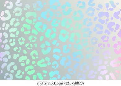 Rainbow Leopard Background. Holographic Foil Cheetah Texture. Animal Pattern Gradient Print. Vector Abstract Pastel Illustration.