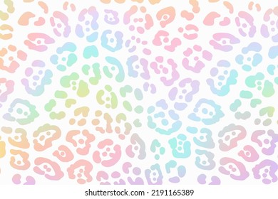 Rainbow leopard background. Holographic foil cheetah texture. Animal pattern gradient print. Vector abstract pastel illustration.