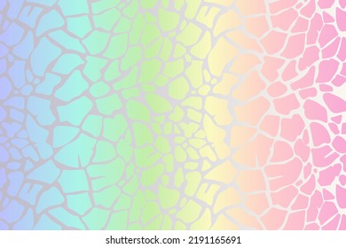 Rainbow leopard background. Holographic foil cheetah texture. Animal pattern gradient print. Vector abstract pastel illustration.