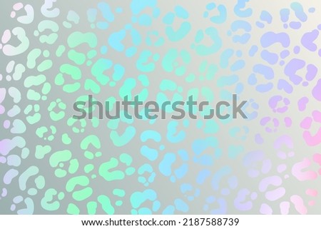 Rainbow leopard background. Holographic foil cheetah texture. Animal pattern gradient print. Vector abstract pastel illustration.