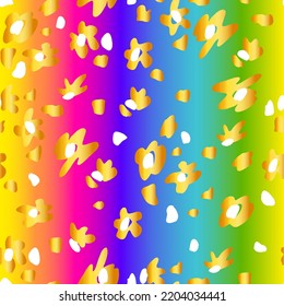 Rainbow leopard seamless pattern. Abstract flower spots. Animalistic vector background.