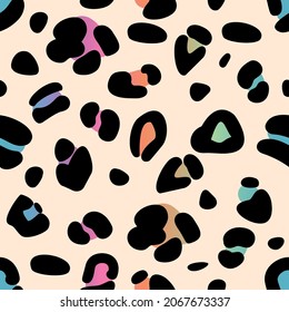 Rainbow leopard seamless pattern. Template for fabric and textile.
