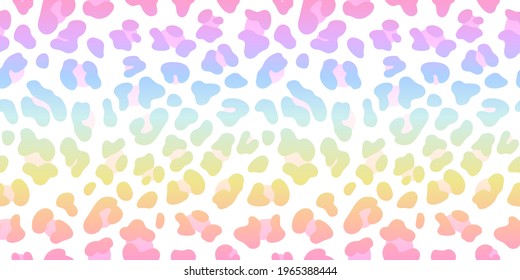 Rainbow leopard skin  Vector seamless pattern  Holographic colorful neon gradient  and cheetah dots  Abstract psychedelic animal background  Bright lgbt fashion design flag 