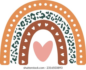 Rainbow leopard, Vector illustration, Boho Rainbow	
