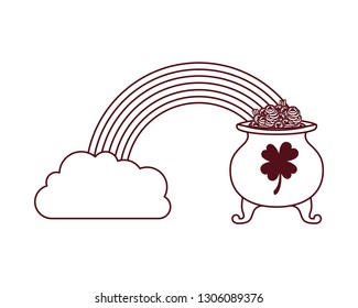 rainbow with leprechaun cauldron isolated icon