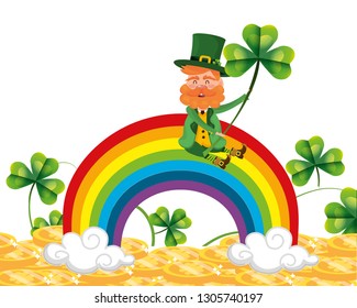 rainbow leprechaun sliding clover