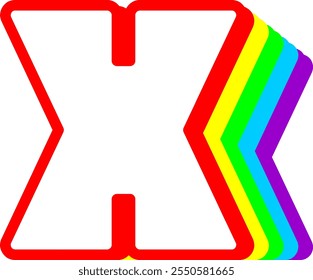 Rainbow Letter Alphabet Vector X