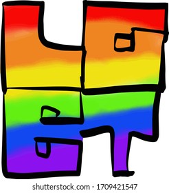 Rainbow letters LGBT. Gay pride lettering on the flag of the rainbow watercolor spectrum spectrum, emblem of homosexuality highlighted on white. LGBT Rights Concept. 