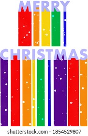 rainbow letters merry christmas in lgbt flag style. isolated background