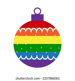 Rainbow LGBT christmas ball bauble decoration with ornament and snow