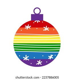 Rainbow LGBT christmas ball bauble decoration with snowflakes ornament