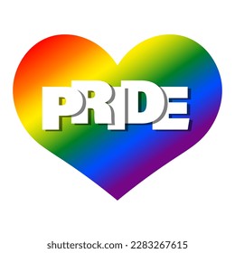 Rainbow LGBT colors heart and the word Pride Month. Colorful background, vector