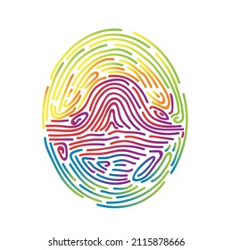 Rainbow lgbt digital fingerprint. Vector  color trace
