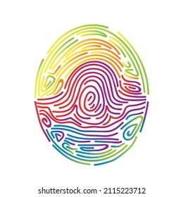 Rainbow lgbt fingerprint. Vector  color trace