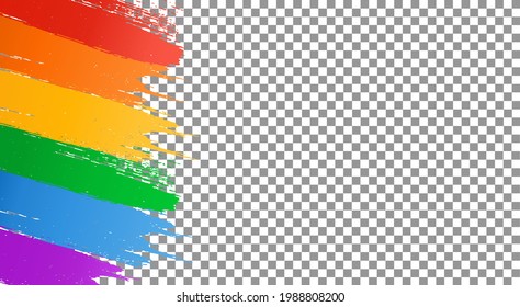 Rainbow LGBT flag brush paint texture isolated on png or transparent  background, Symboln of LGBT gay pride, space for text,vector illustration