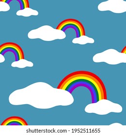 rainbow with LGBT flag color on cloud seamless pattern illustration