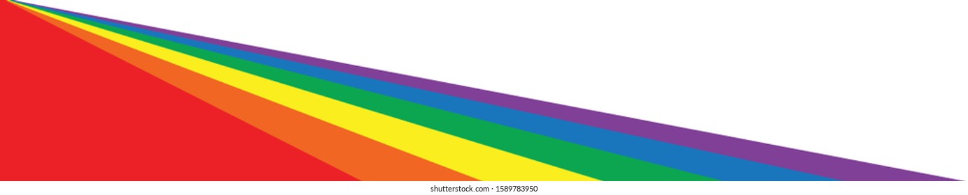 A rainbow LGBT flag color web banner with large white copy space