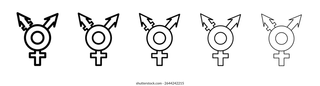 Rainbow LGBT flag icon thin outline logo mark set