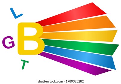 Bandera LGBT arcoiris con texto aislado en fondo blanco, símbolo del orgullo gay LGBT, ilustración vectorial