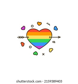 Corazón lgbt arcoiris con flecha