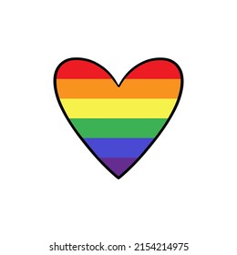 Rainbow LGBT heart shape isolated on white background, Symbol of LGBT gay pride,vector illustration