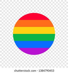 Rainbow LGBT Or LGBTQIA+ Pride Flag Sign Icon Round Flat Vector