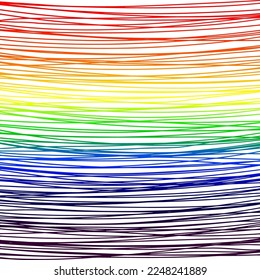 Rainbow LGBT pride stripes background. Waves and lines horizontal multicolored pattern. International Day Against Homophobia. Bright red,orange,yellow,green, blue, purple waves hand drawn background 