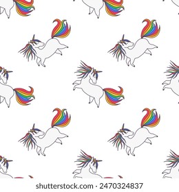 Rainbow lgbt pride unicorns seamless pattern for wrapping paper and party accessories.