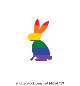 Rainbow LGBT rabbit isolated on a white background