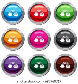 Rainbow LGBT set icon isolated on white. 9 icon collection vector illustration