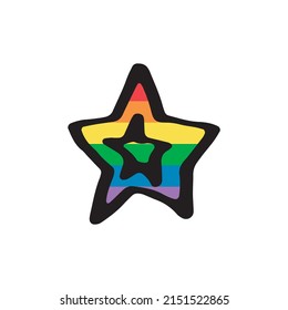 Rainbow LGBT star. Hand-drawn doodle. Vector illustration